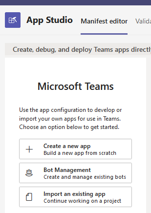 "Teams custom metadata - App Studio new application"